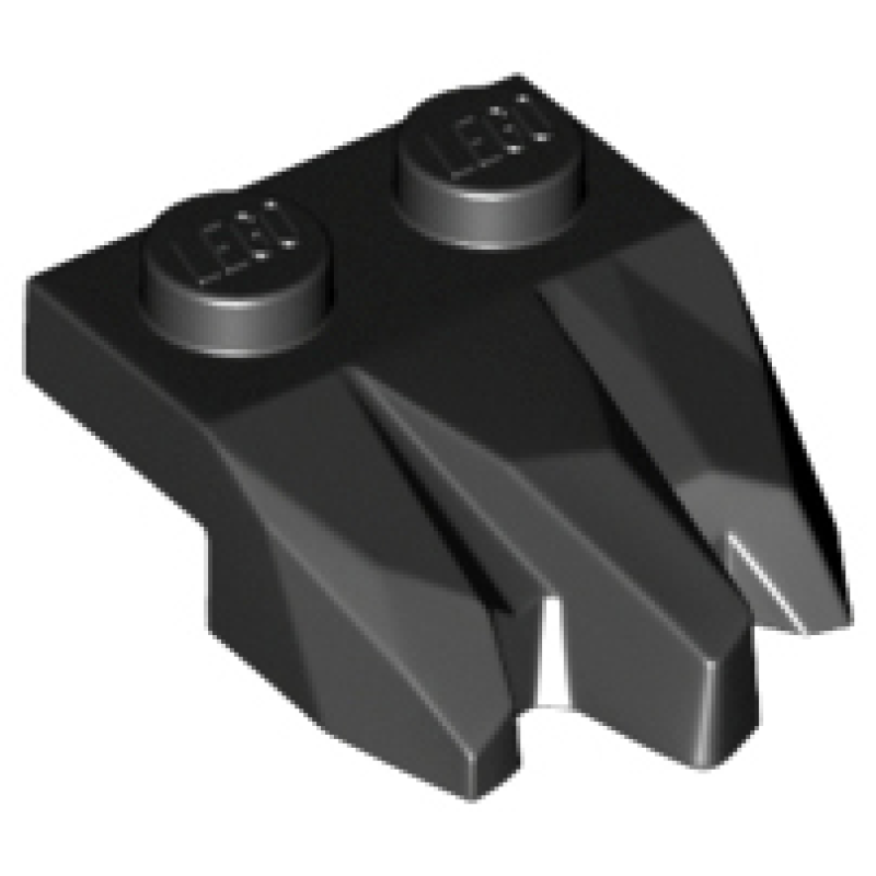 Plaat, Aangepast 1x2 met 3 klauwen / rots hand Black